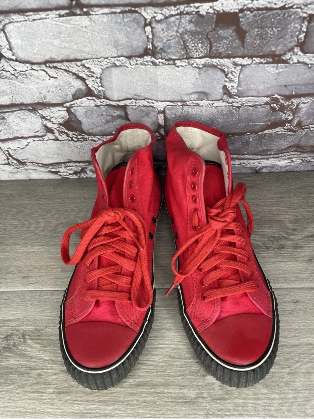 PF Flyers Red Canvas Fabric Lace Up High Top Sneakers Shoes Men Sz 11 US/45EU